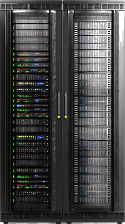 A rack of physical servers, monitored live by ipmideck.